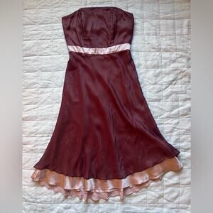 Jenny Yoo Red & Pink Silk Sleeveless Babydoll  Midi Dress w/ Bow Coquette Y2K-10